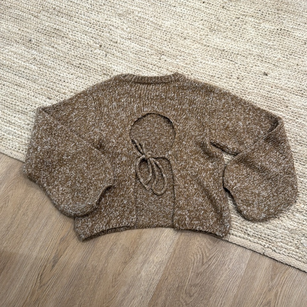 Cozy Brown Marled Crewneck Sweater - Women's - Picture 3 of 4